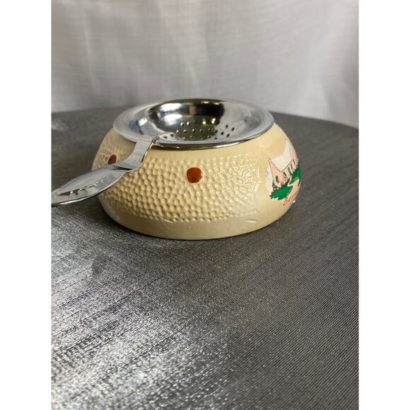 VTG 70s Bermuda Souvenir Tea Bag Holder Strainer 3.50in Pink Green Beige EUC L#1 - Picture 4 of 13